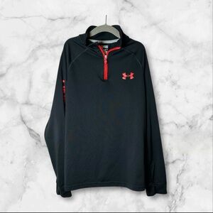 Under Armour HeatGear Black 1/4 Zip Pullover with Red Accents in Boys M.
